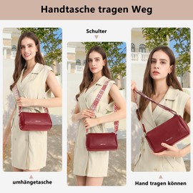 Miss Lulu Cross Body Bag Women Genuine Leather Ladies Handbags & Shoulder Bags Crossbody Bag with Adjustable Strap (Red)