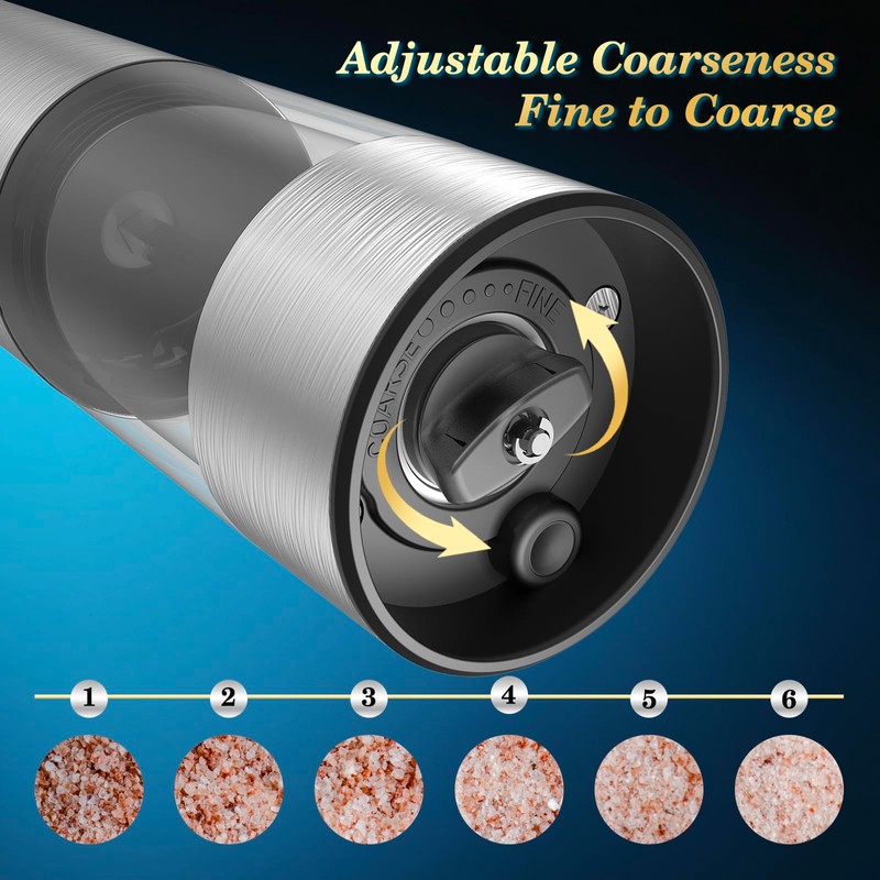 Electric Rechargeable Salt and Pepper Grinder Set - USB-C Charging
