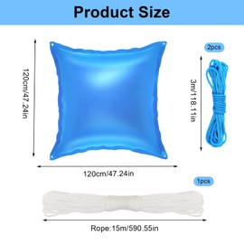 CAINCAY Pool Cushion Winter 120 x 120 cm Pool Air Cushion Winter Pool Cushion Rectangular Air Cushion Pool Winter, Winter Cushion Pool Cushion Air Cushion for Pool Cover Winterproof