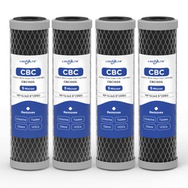 5 Micron 10" x 2.5" Whole House Carbon Block Sediment Water Filter Cartridge Replacement for AO-WH-PRE-RCP2, SCWH-5, WHKF-WHWC, FXWTC, FX12P, WFPFC8002, WFPFC9001, 3WH-STDCW-F02, W5CIP (Pack of 4)