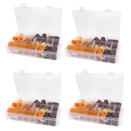 Organiser Box,Snack Box,4pcs Craft Storage Box 24 Grids,Snackle Box,Storage Box With Compartments,Travel Snack Box For Plane,Bead Storage Box,Earring Box,Screw Jewellery Storage Plastic