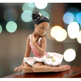 Cosmos Gifts Fine Porcelain African American Ballerina Girl in Pink Tutu, 4-1/4" H