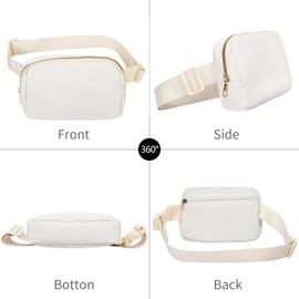 Frenou Waist Belt Bag Fashion Fanny Women and Men Gift Waist Pack With Adjustable Strap For Travel Running Hiking Walking Off White