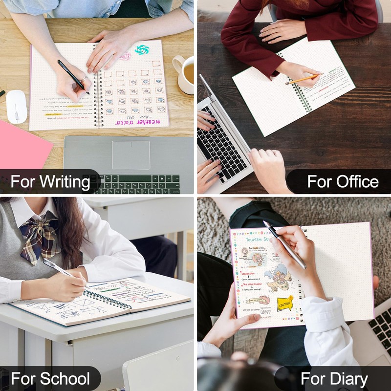 EMSHOI B5 Notepad, Bullet Dotted Journal, Spiral Notebooks 300 Pages/150