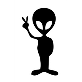 STICKER DAD Alien Peace Sign Vinyl Decal - Size:7", Color: Black - Windows, Walls, Bumpers, Laptop, Lockers, etc.
