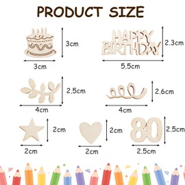 BURGEON Pack of 115 Confetti 80th Birthday Table Decoration Wood, Happy Birthday Confetti 80th Table Decoration Birthday Decoration, Confetti Birthday Decoration Girls Boys Children for Birthday