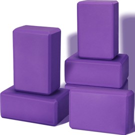 Wettarn 6 Pack Yoga Blocks Bulk 9 x 6 x 4 Inch Eva Foam Lightweight Yoga Bricks Non Slip Supportive for Yoga Pilates Stretching Meditation Yoga Prop Accessories for Women Men Yoga Beginners (Purple)