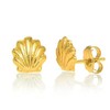 JewelStop 14k Solid Yellow Gold Scallop Sea Shell Stud Earrings