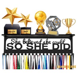 iBobbish Non-Slip Medal Hanger Display Trophy Shelf,Medal Hanger Display for Wall with 16inchL,Race Medal Display Upgraded Medal Holder Display for gymanstics,Race,Soccer,Swim