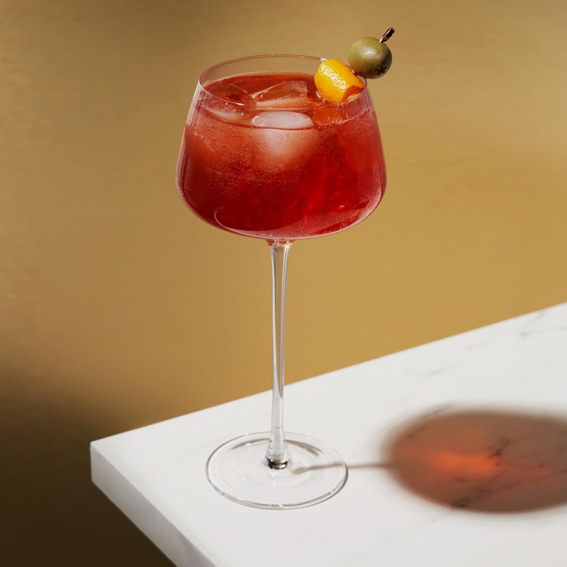 Viski Angled Stemmed Cocktail Glasses for Aperol Spritz, Campari Spritz,