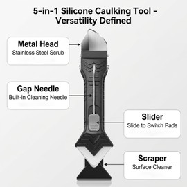 Silicone Caulking Tool 5 in 1,Caulk Remover Kit for Bathroom, Kitchen