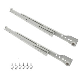 Drawer Runners 450 mm, 2 Pairs (4 Pieces) Roller Slide Guides, Drawer Rail System with Partial Extension, Drawer Guides with 24 Screws, Rails for Drawers, Drawer Runners White, up to 20 kg