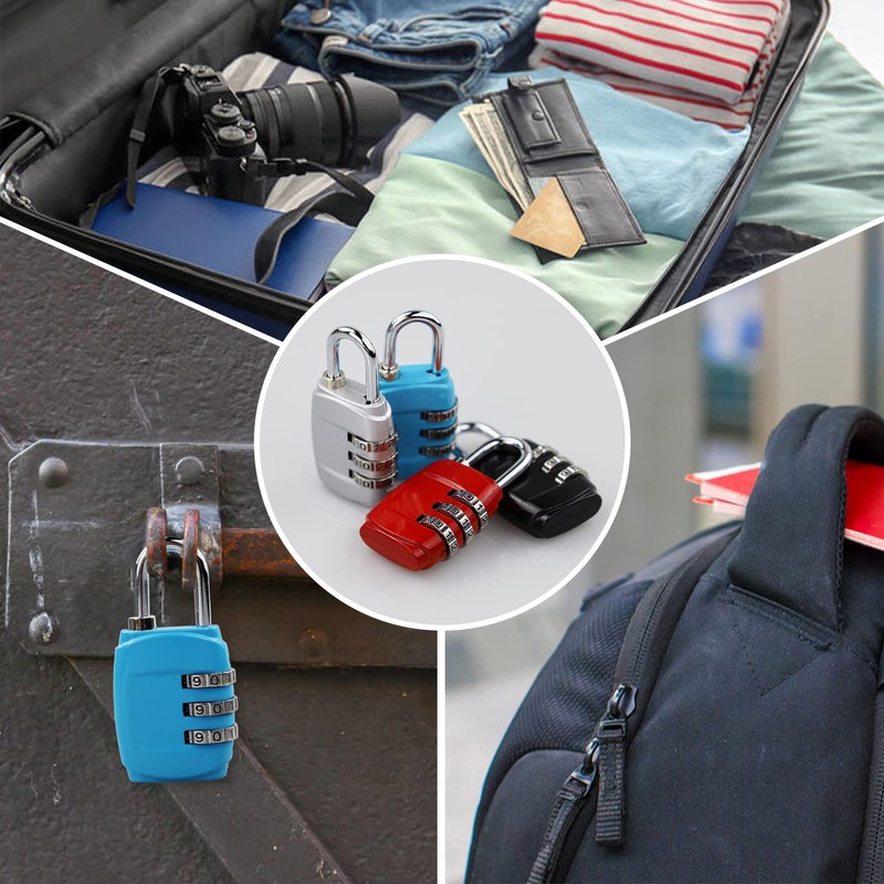 4 Pieces Luggage Locks,Suitcase Locks,Suitcase Padlocks,Combination Padlocks 3 Digit Combination