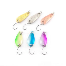 Orurudo Fishing Gear qb100177 OWNER Cultiva SBL-35 Single Barbless Hook #6 Spoons, Set of 6, 0.1 oz (2.5 g), Case Included