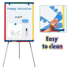 Dry Erase Board White Board for Kids 24x18 inch Art Easel for Kids Magnetic Tripod Whiteboard Art Easel and Flipchart Board with a Height-Adjustable Stand Perfect for Kid