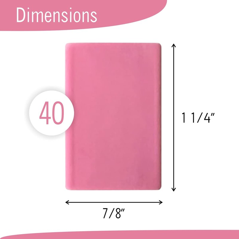 Pink Erasers, 40 Count, Latex Free Eraser for Kids, Square