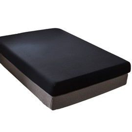 Fitted Sheet, Wide Double, Mattress Cover, Pocket Approx. 11.8 Inches (30 cm), Elastic All the Way Around, Lint-Free, Easy to Put On and Take Off, Antibacterial, Odor Resistant, Mite-Proof, Black