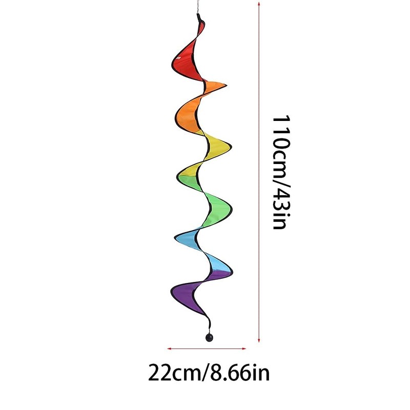 4pcs Rainbow Wind Spinner, 43" Rainbow Curlie Spinner Hanging Rainbow