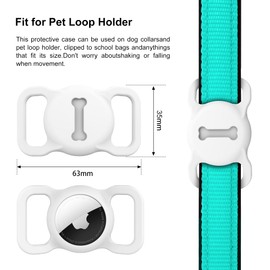 for Airtag Dog Collar Holder, DLENP Air Tag Protective Cat Airtag Dog Collar,Silicone AirTags GPS Tracking Accessories,Air Tags with Bone Pattern (1 Pack(White))