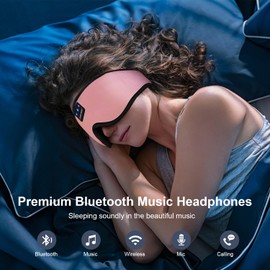 ZHENYEMEI Sleep Headphones Breathable Bluetooth 5.2 Headband. 3D Eye Mask for Sleeping (Pink)