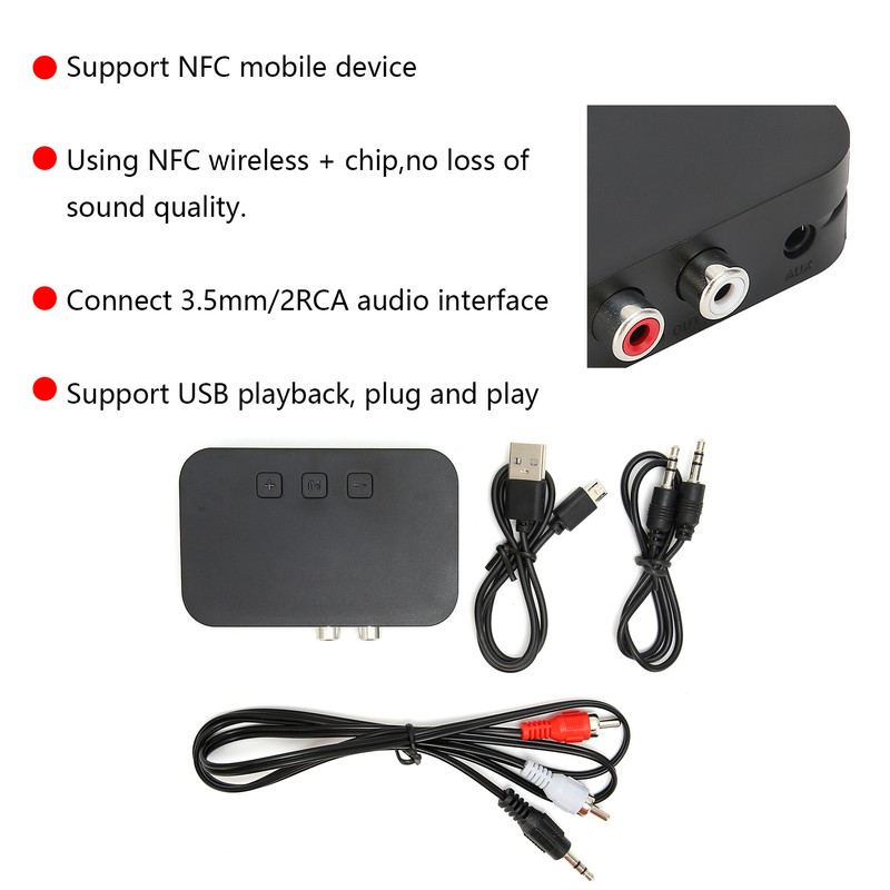 NFC Bluetooth 5.0 Audio Receiver Speaker to Wireless Bluetooth Adapter