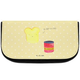Mr. & Mrs. Panda Toast & Jam Cosmetic Bag, Gift, Breakfast Invitation, Makeup Bag, Toast Bread, Animal Motifs, Cosmetic Bag, yellow, Hand Drawn