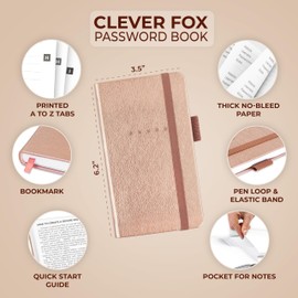 Clever Fox Password Book Pocket – Small Internet Address & Password Journal Organizer – Computer & Website Log-In Keeper Notebook (Rose Gold)