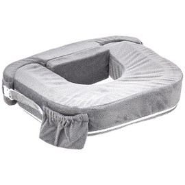 My Brest Friend Twin Nursing Pillow - Enhanced Comfort with Slipcover - Ultimate Ergonomic Support for Breastfeeding- Adjustable Strap and Silent Release Buckle with Handy Side Pocket, Evening Grey