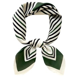 Mokoomiss Silk Feeling Scarf Medium Square Satin Head Scarf for Women 27.5x27.5 inches 07c, Dark Green