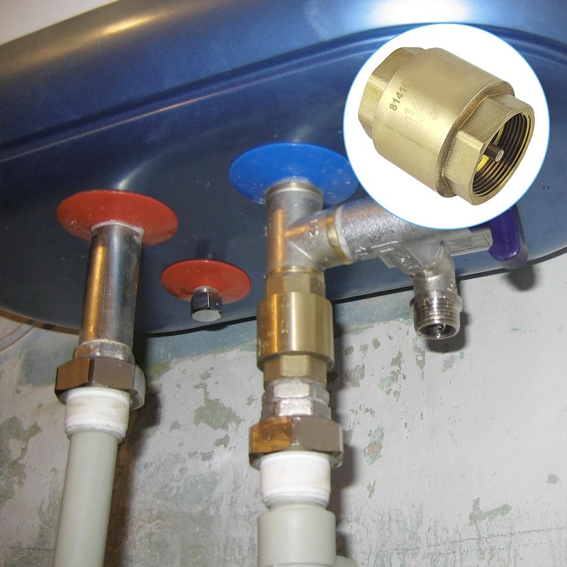 Backflow Preventer 1 1/2 Inch Brass, Anti-Backflow Check Valve, Vertical