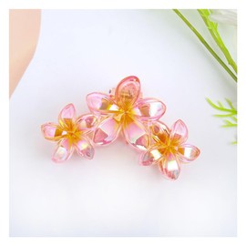 Wisafory Pack of 3 Hair Clips with Flower Motif Hair Clips Women's Acrylic Flower Clip Decorative Hair Claws Hair Accessories for Women and Girls Thin Thick Curly Hair Pink