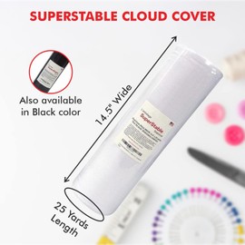 Superpunch Cloud Cover Stitch 14.5 inch x 25 Yard Roll, SuperStable Lightweight Stabilizer Iron On Over The Back Fusible, Iron On Soft Cutaway Stabilizer Embroidery Machines Backing White Made in USA