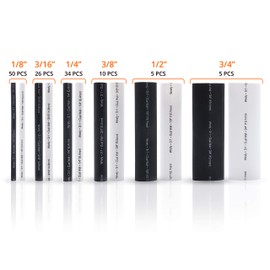 Wirefy Heat Shrink Tubing Kit - 3:1 Dual Wall Tube - Adhesive Lined - Marine Shrink Tubing - Black, White - 130 PCS
