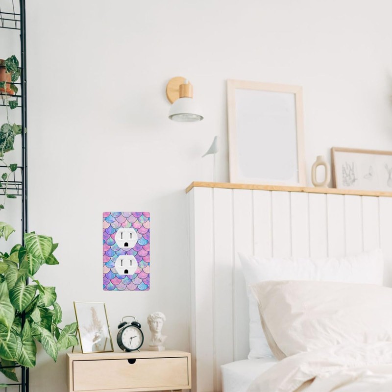 Pznen Mermaid Scales Wall Plate Pink Blue Purple Mermaid Fish