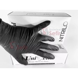 UniSeal Guantes Nitrilo Negro Desechables Caja 100 Piezas Mayoreo Talla Mediana