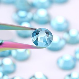 Novani Crystal Rhinestones, Flatback Loose Gemstones 288pcs Glass Rhinestones for Clothes Shoes Crafts Makeup Nail Art and DIY Decorations(SS30, Aquamarine)