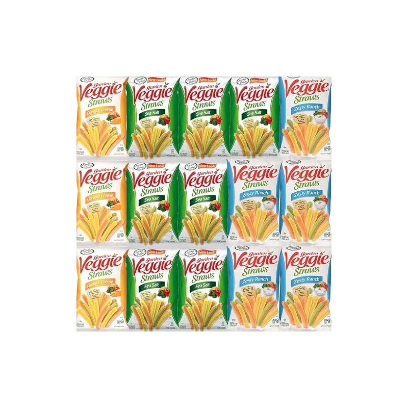 Garden Veggie Straw Variety Pack (15 Count) by Bussin Boxes