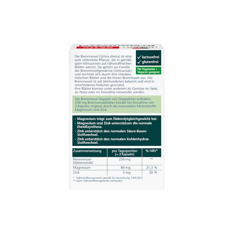 Doppelherz Nettle + Magnesium + Zinc | 250 mg nettle