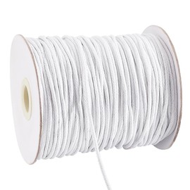 PH PandaHall 2mm Waxed Cotton Cord, 100 Yards White Waxed Beading Thread String Twine for DIY Bracelet Necklace String Macrame Sewing Project Dreamcatcher Jewellery Making