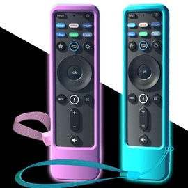 2PACK Case Cover for VIZIO XRT260 Smart TV Remote Control Silicone Skin Sleeve with Lanyard Glow in The Dark Purple Blue