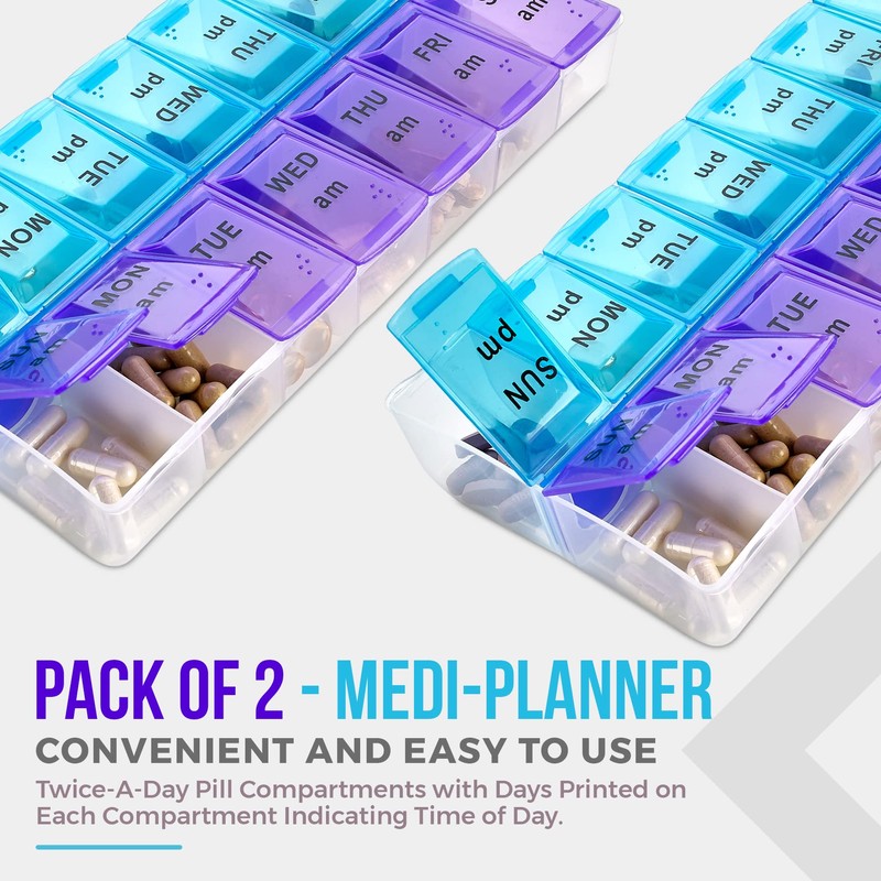 MEDca Weekly Pill Organizer, Twice-a-Day, Pack of 2