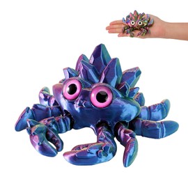 3D Printed Animal Crab Toy, Articulated Crystal Crab Fidget Toys, Home Office Decor Executive Desk Toys for Kids Adults Autism, Sensory Toys for Basket Sock Stuffers (Colorful No. 1)
