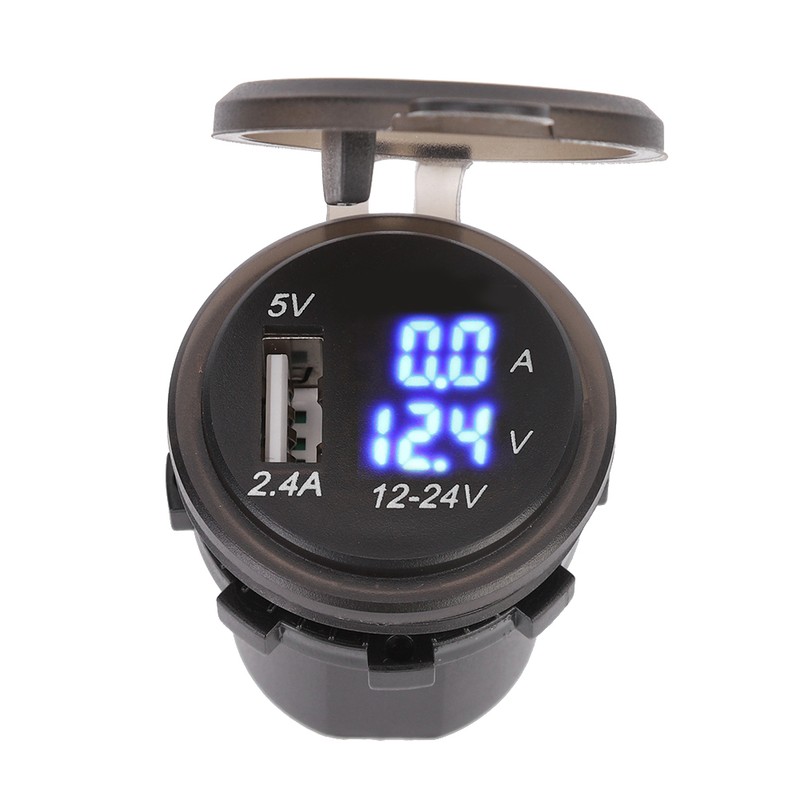2.4A 3 in 1 Multifunction Digital LED IP66 Car USB