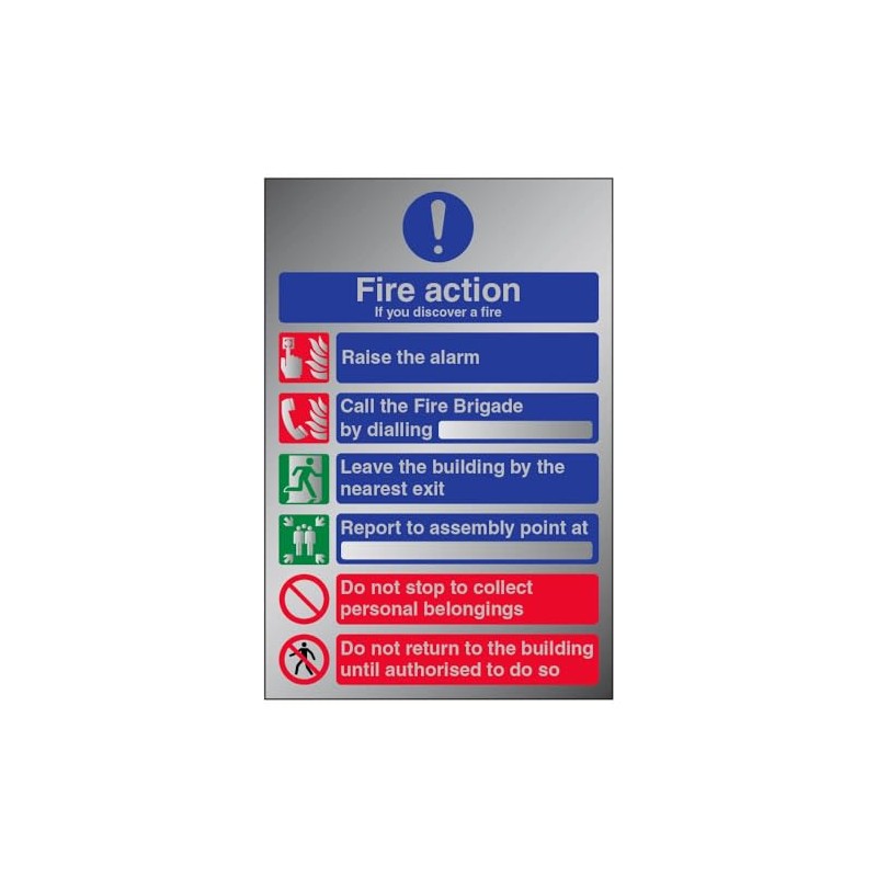 V Safety General Fire Action 6 Message Sign - 150mm