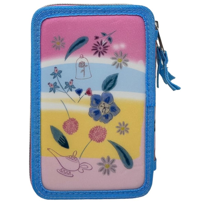 CARTOON 44 Pcs Multi Compartment Pencil Case with 3 Zippers