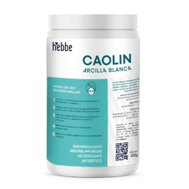 HEBBE | Arcilla Blanca Caolín 500 g | Mascarillas Faciales Y Corporales | Purifica Y Suaviza La Piel | Controla Exceso De Grasa |Efecto Detox