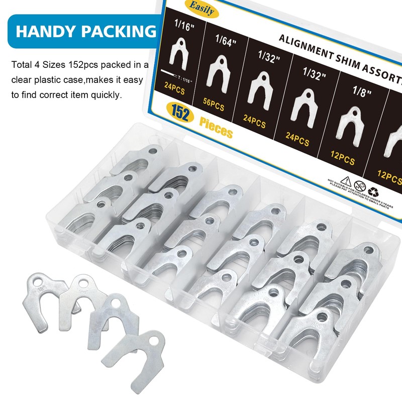152 Pieces Auto Alignment Body Shims 1/16" 1/64" 1/32" 1/8"