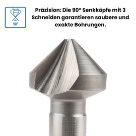 GSR Professional HSS countersink set, DIN 335 C, 90° countersink set for metric countersunk screws, 6 pieces, countersink drill, HSS countersink, deburring drill holes, metal cassette