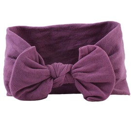 AKOAK 1 Pack Solid Color Skin-friendly Baby Headband Elastic Soft Nylon Headband Cute Baby Bow Headband (Dark purple)