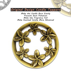 Hion Candle Toppers Scented Candles Cover, Leaf Pine Candle Topper Shade Sleeves for Candle Jars,Candles Gifts for Women Candle Accessories Jar Candle Lid-Help Jar Candles Melt Evenly(Bauhinia Golden)